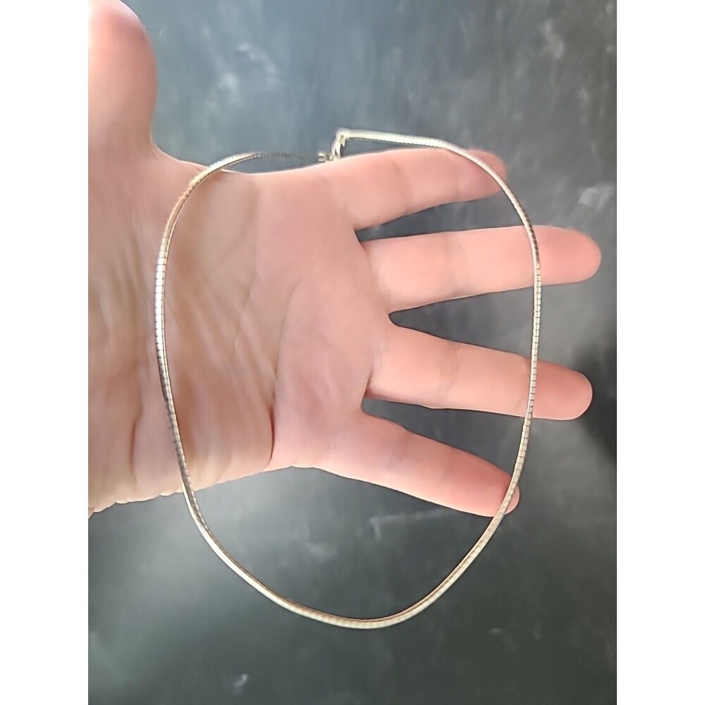 Italian 925 Sterling Silver Omega Chain Necklace Vintage